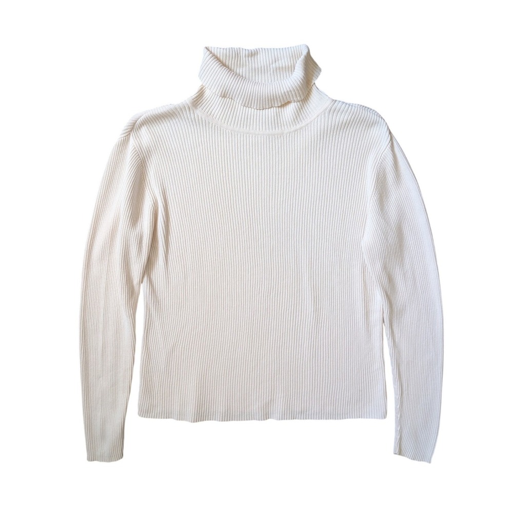 Susan Bristol Vintage 90s Quiet Luxury Heritage Ivory Turtleneck Sweatshirt
